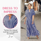 🔥50% OFF 🔥 V-Neck Striped Maxi Dress