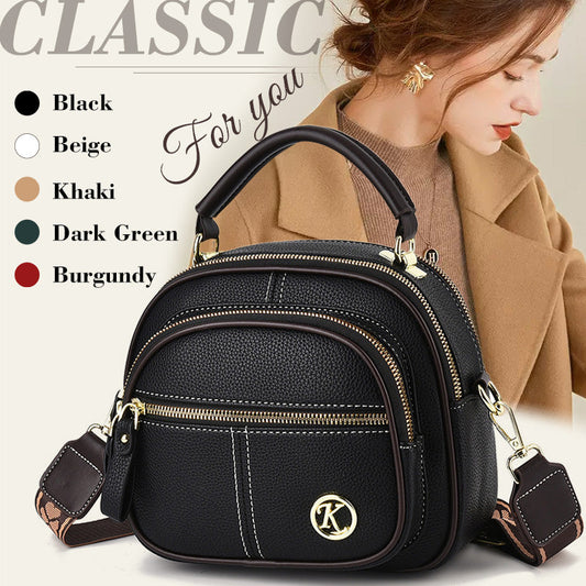 🔥Last Day Sale 49%🔥Classic Multifunctional Compartments Adjustable Wide Shoulder Strap Leather Crossbody Bag