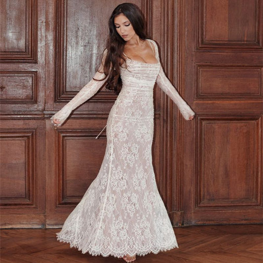 💃👑Sexy and elegant halter sleeveless lace trim braid dress, showcase women's charm!👑💃