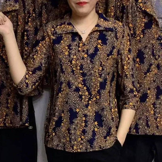 🔥Last Day Sale 50%🔥🌸Women's Casual Printed Lapel Shirt