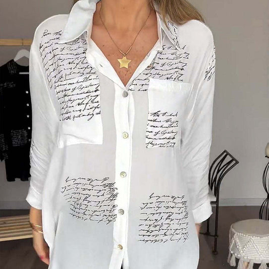 🎁Hot Sale 49% OFF⏳Women's Long Sleeve Print Fashion Lapel Shirt