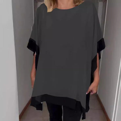 🎁Hot Sale 50% OFF⏳Women's Loose Batwing Sleeve Color Block T-Shirt