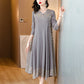 🎁Hot Sale 50% OFF⏳Midi Sleeve Pleated V-Neck Loose Dress
