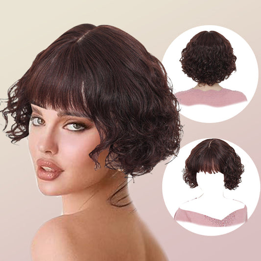 🎁Hot Sale 50% OFF⏳Short Curly Hair Toppers with Bangs Breathable Wiglets Hairpieces